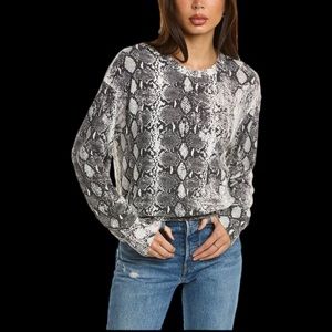 Michael Stars Snake Print Long Sleeve Top in Gray and White